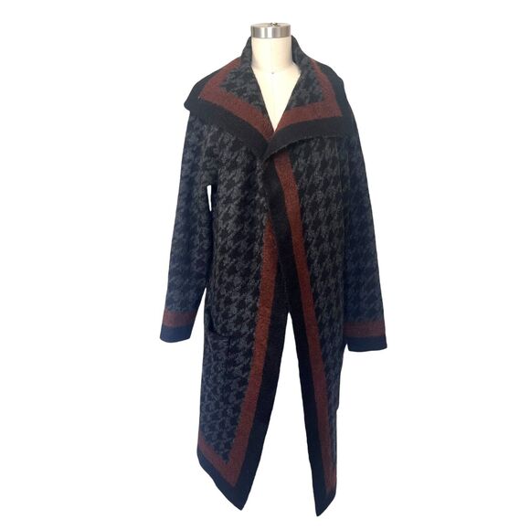 Max Studio Women's Black and Gray Houndstooth Sweater Coat Sz M/ L - Picture 6 of 11